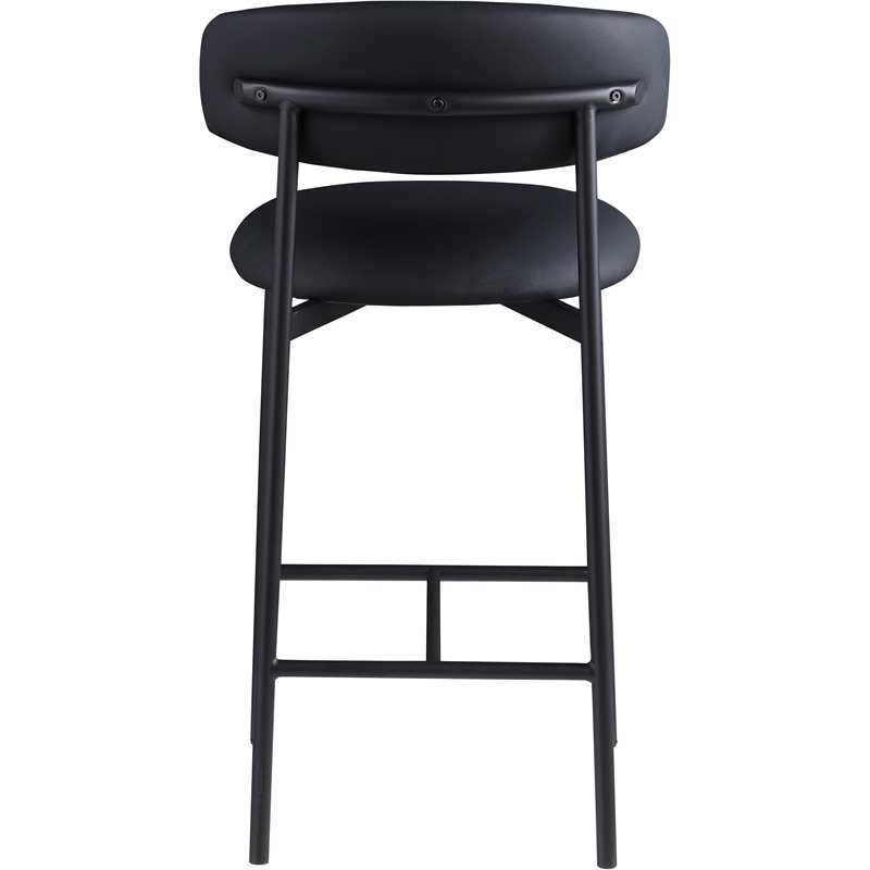 Pemberly Row Contemporary Black Vegan Leather Counter Stool (Set of 2)