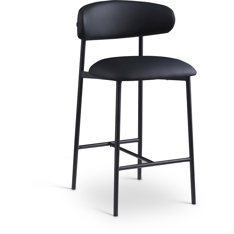 Pemberly Row Contemporary Black Vegan Leather Counter Stool (Set of 2)
