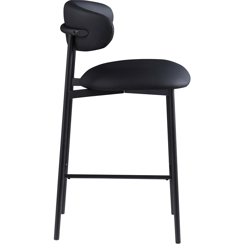Pemberly Row Contemporary Black Vegan Leather Counter Stool (Set of 2)