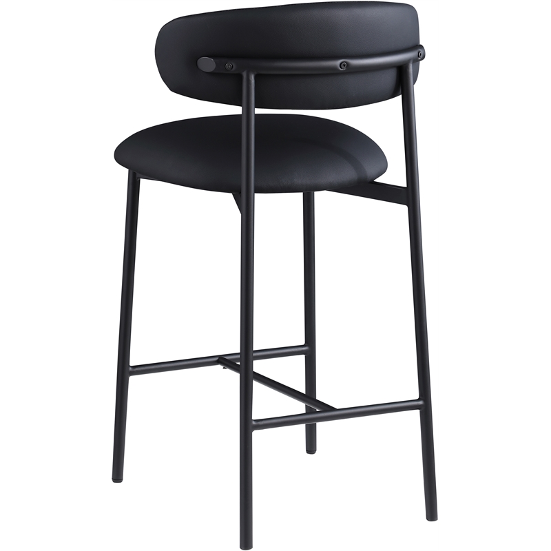 Pemberly Row Contemporary Black Vegan Leather Counter Stool (Set of 2)