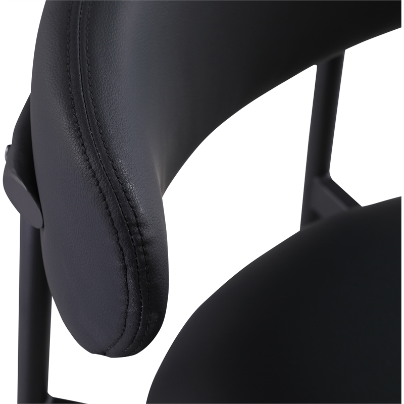 Pemberly Row Contemporary Black Vegan Leather Counter Stool (Set of 2)