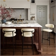 Pemberly Row Contemporary Cream Vegan Leather Counter Stool (Set of 2)