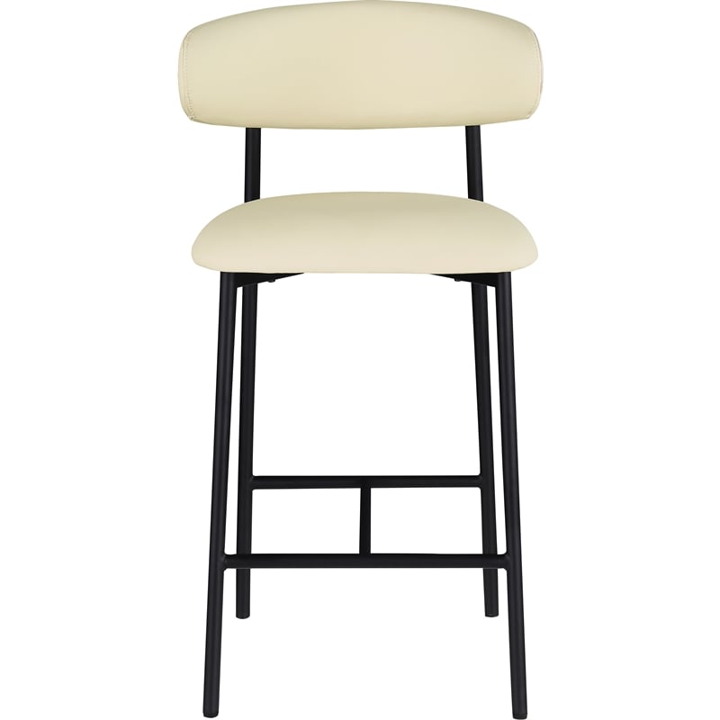 Pemberly Row Contemporary Cream Vegan Leather Counter Stool (Set of 2)
