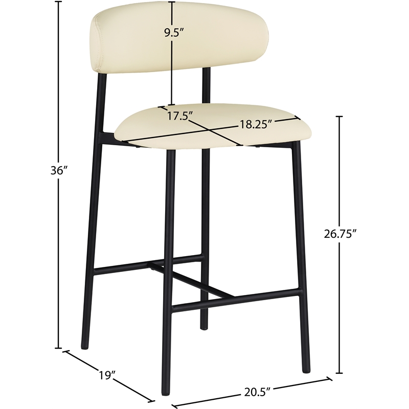 Pemberly Row Contemporary Cream Vegan Leather Counter Stool (Set of 2)