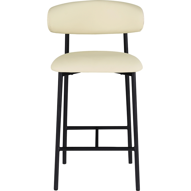 Pemberly Row Contemporary Cream Vegan Leather Counter Stool (Set of 2)