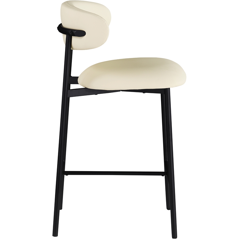 Pemberly Row Contemporary Cream Vegan Leather Counter Stool (Set of 2)