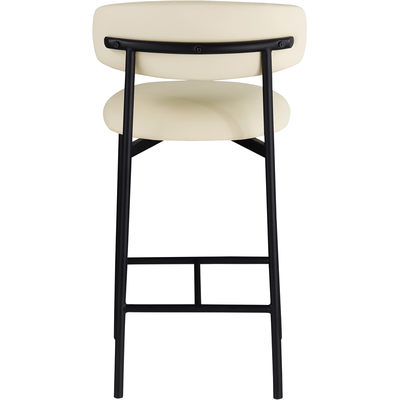 Pemberly Row Contemporary Cream Vegan Leather Counter Stool (Set of 2)
