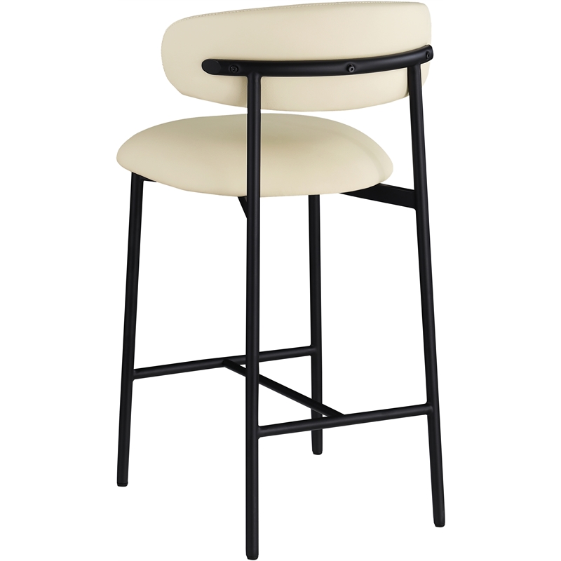 Pemberly Row Contemporary Cream Vegan Leather Counter Stool (Set of 2)