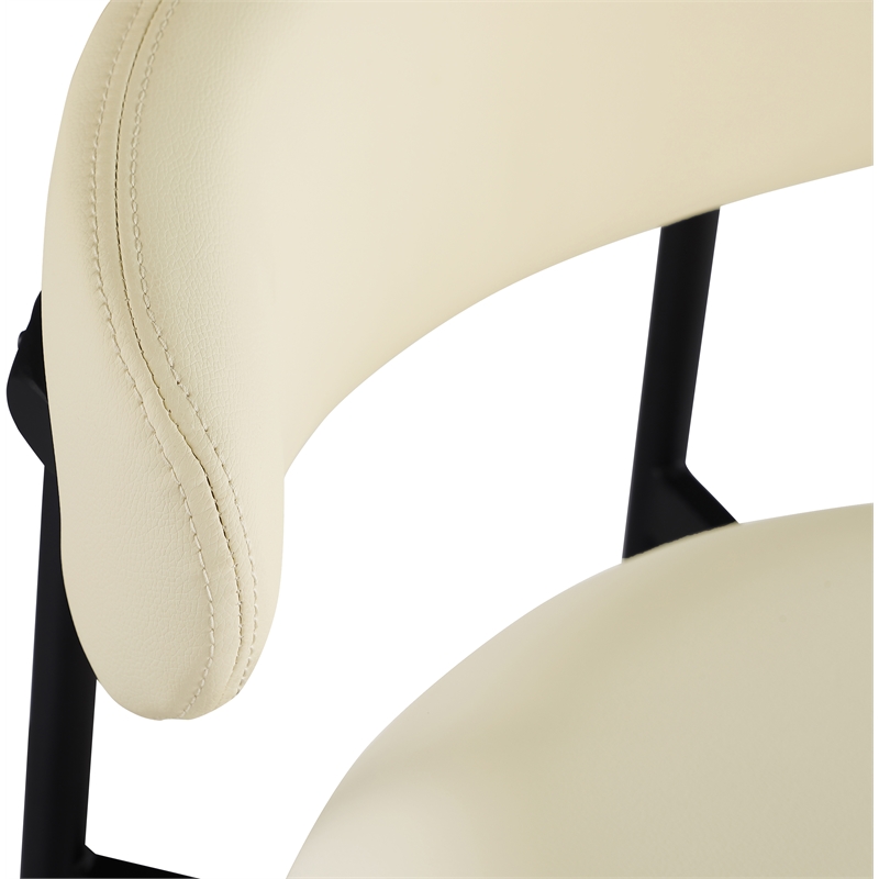 Pemberly Row Contemporary Cream Vegan Leather Counter Stool (Set of 2)