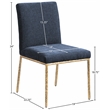 Pemberly Row Navy Chenille Fabric Dining Side Chair (Set of 2)