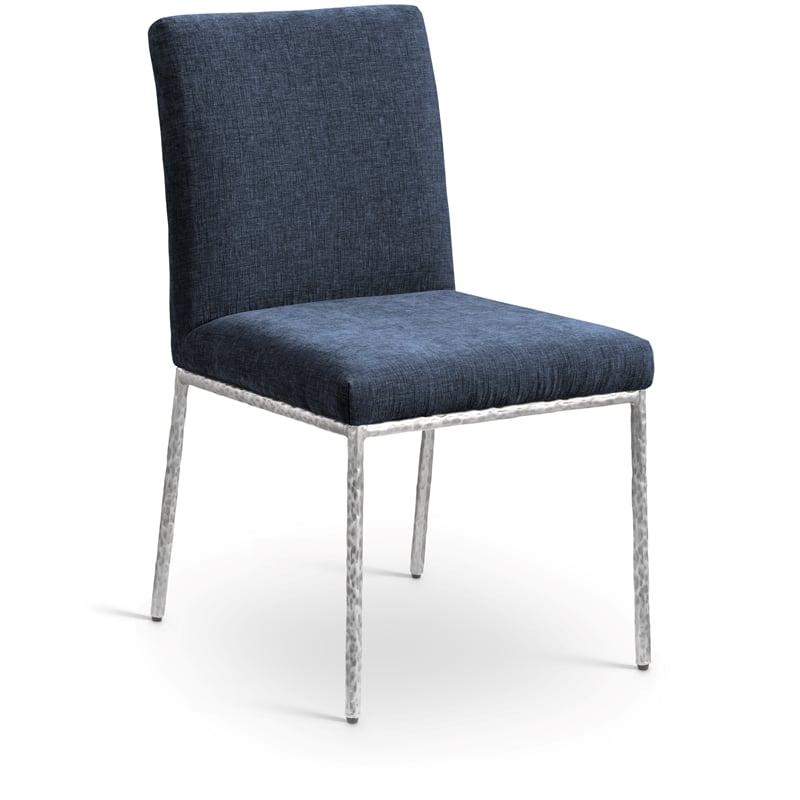 Pemberly Row Navy Chenille Fabric Dining Side Chair (Set of 2)