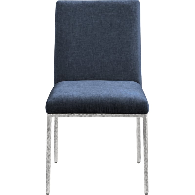 Pemberly Row Navy Chenille Fabric Dining Side Chair (Set of 2)