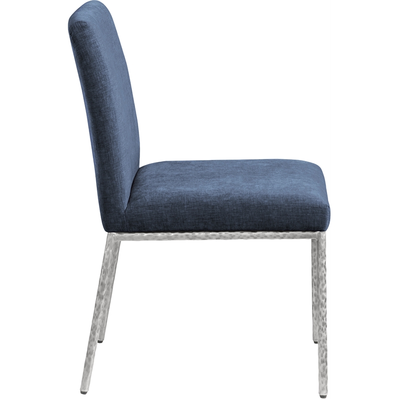 Pemberly Row Navy Chenille Fabric Dining Side Chair (Set of 2)