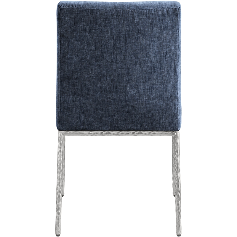 Pemberly Row Navy Chenille Fabric Dining Side Chair (Set of 2)