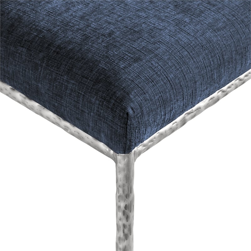 Pemberly Row Navy Chenille Fabric Dining Side Chair (Set of 2)