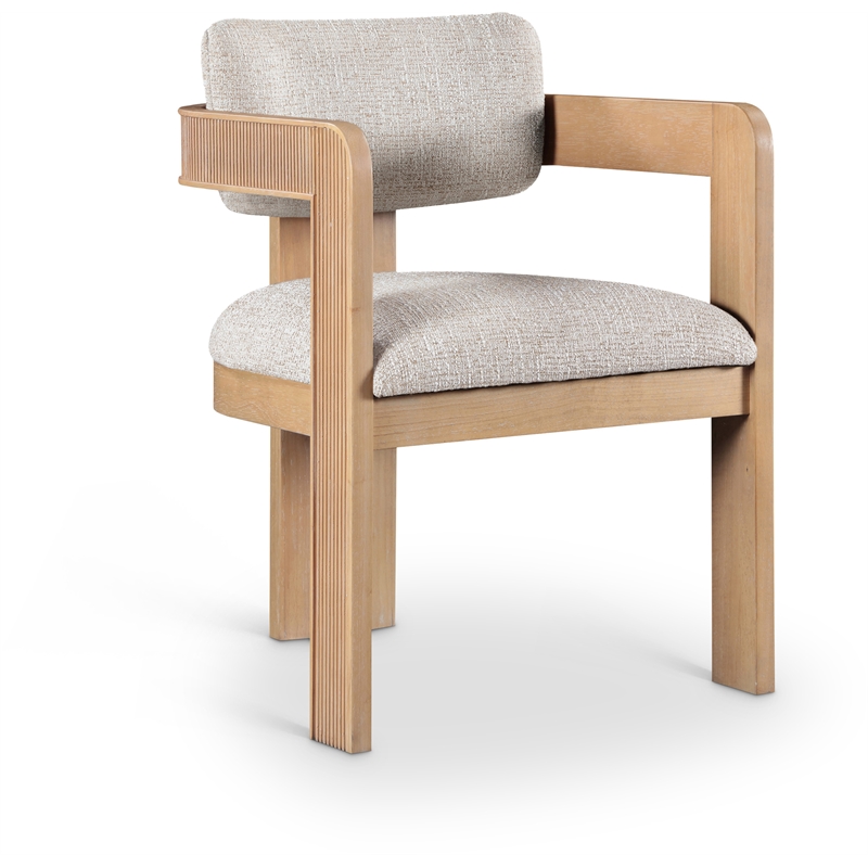 Pemberly Row Beige Linen Textured Fabric Dining Chair (Set of 2)