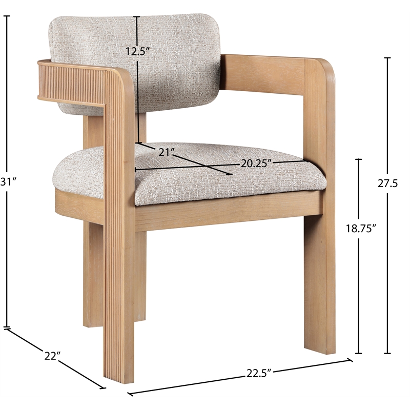 Pemberly Row Beige Linen Textured Fabric Dining Chair (Set of 2)