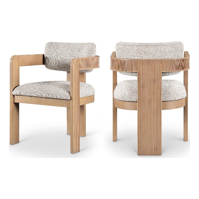 Pemberly Row Beige Linen Textured Fabric Dining Chair (Set of 2)