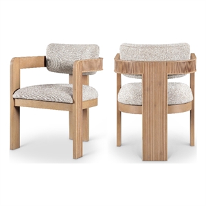 Pemberly Row Beige Linen Textured Fabric Dining Chair (Set of 2)