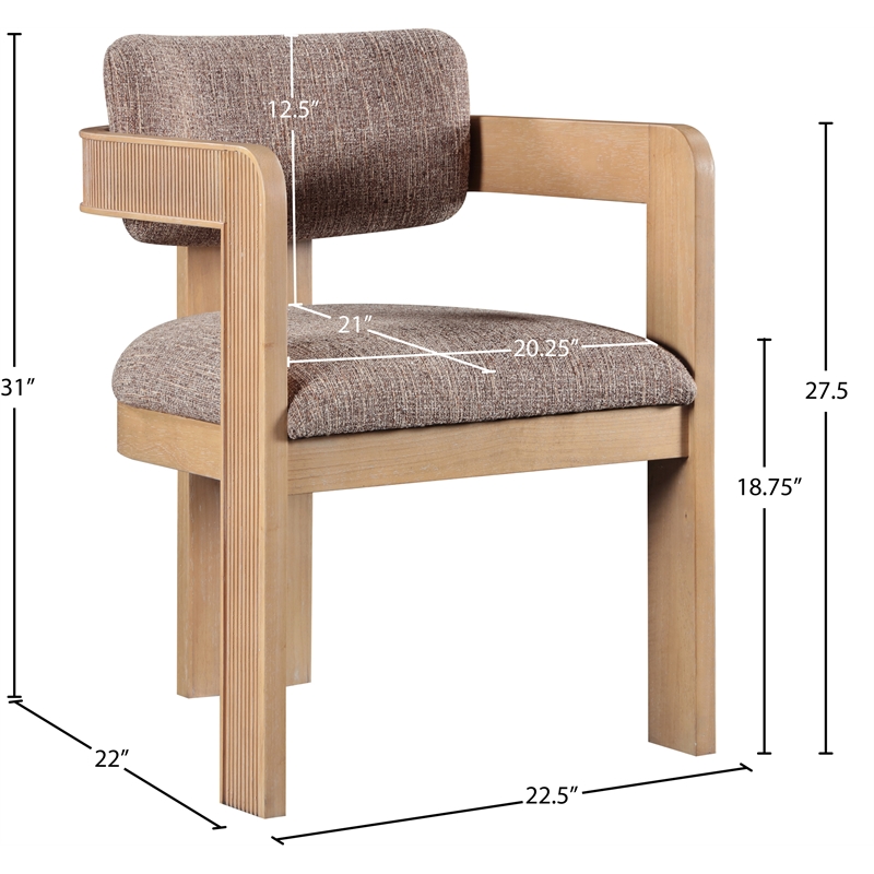 Pemberly Row Brown Linen Textured Fabric Dining Chair (Set of 2)