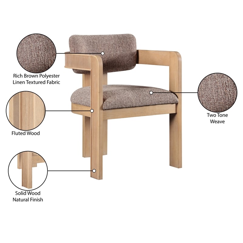 Pemberly Row Brown Linen Textured Fabric Dining Chair (Set of 2)