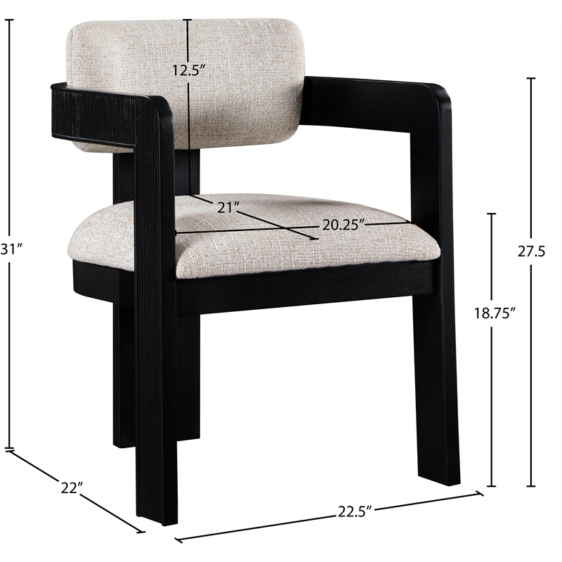 Pemberly Row Beige Linen Textured Fabric Dining Chair (Set of 2)