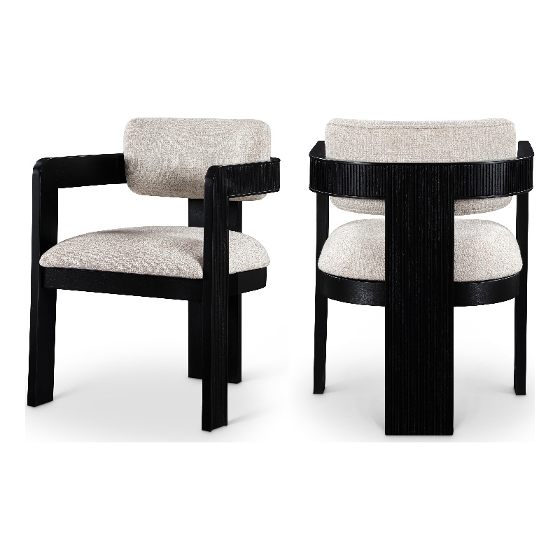 Pemberly Row Beige Linen Textured Fabric Dining Chair (Set of 2)