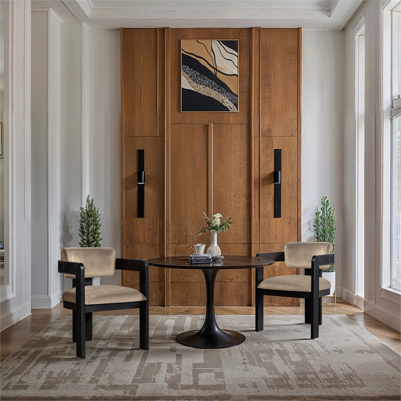 Pemberly Row Contemporary Beige Velvet Dining Chair (Set of 2)