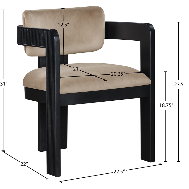 Pemberly Row Contemporary Beige Velvet Dining Chair (Set of 2)