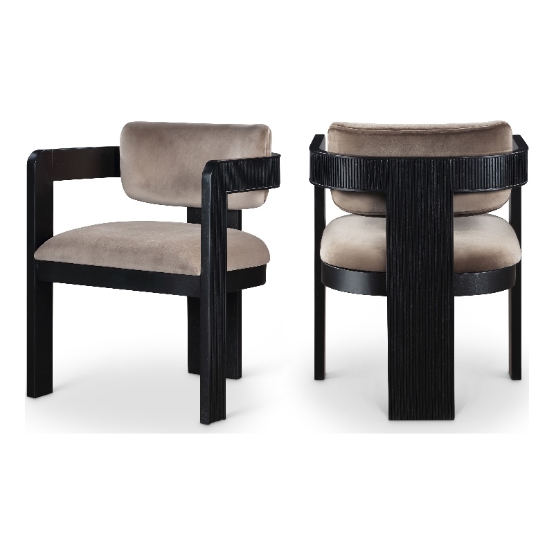 Pemberly Row Contemporary Beige Velvet Dining Chair (Set of 2)