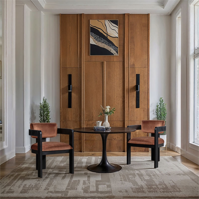 Pemberly Row Contemporary Cognac Velvet Dining Chair (Set of 2)