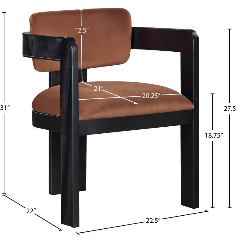 Pemberly Row Contemporary Cognac Velvet Dining Chair (Set of 2)