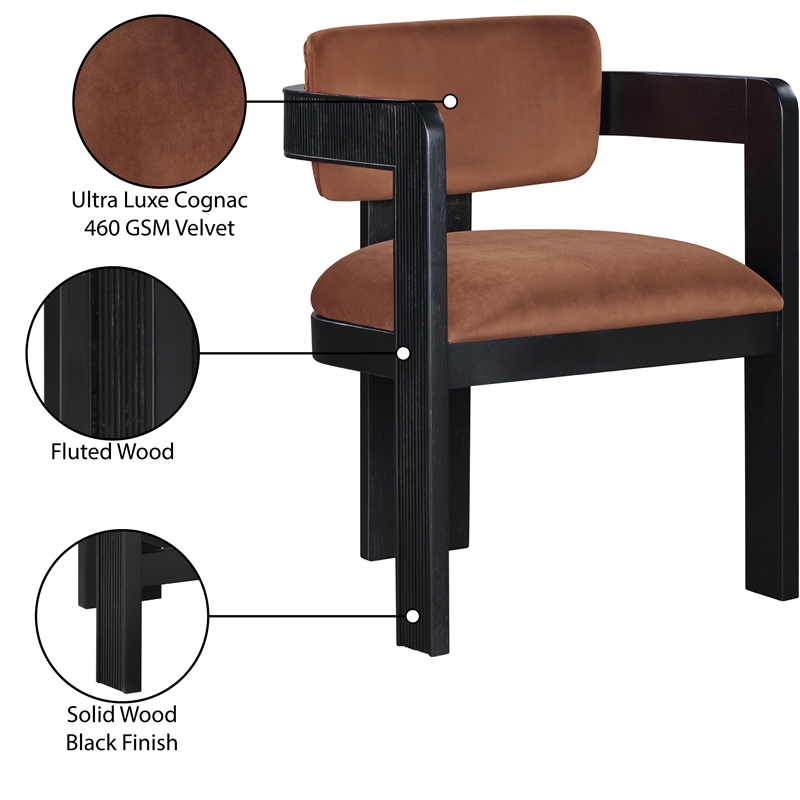 Pemberly Row Contemporary Cognac Velvet Dining Chair (Set of 2)