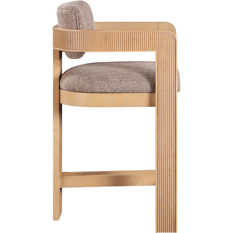 Pemberly Row Contemporary Brown Linen Textured Polyester Fabric Stool