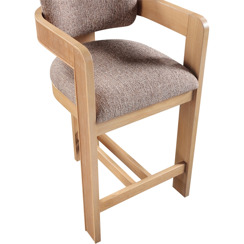 Pemberly Row Contemporary Brown Linen Textured Polyester Fabric Stool