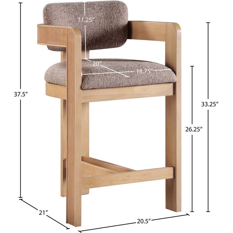 Pemberly Row Contemporary Brown Linen Textured Polyester Fabric Stool