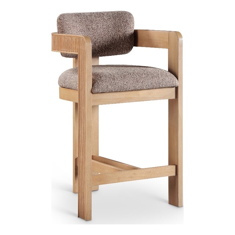 Pemberly Row Contemporary Brown Linen Textured Polyester Fabric Stool