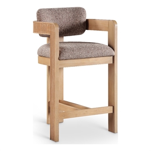 Pemberly Row Contemporary Brown Linen Textured Polyester Fabric Stool