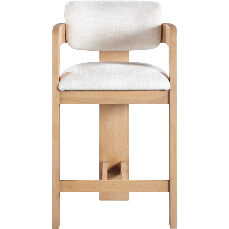 Pemberly Row Contemporary Cream Linen Textured Polyester Fabric Stool