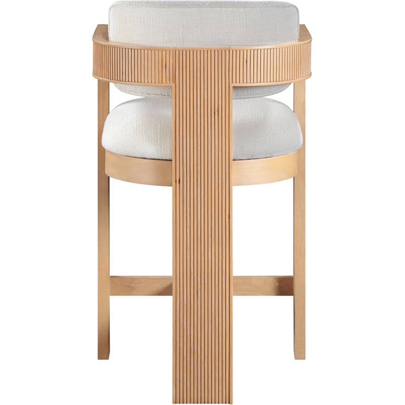Pemberly Row Contemporary Cream Linen Textured Polyester Fabric Stool