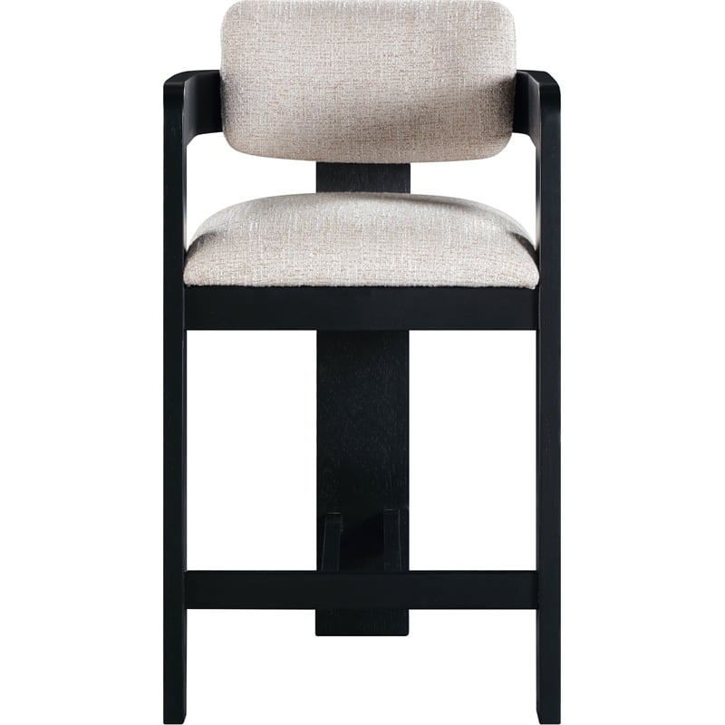 Pemberly Row Contemporary Beige Linen Textured Polyester Fabric Stool