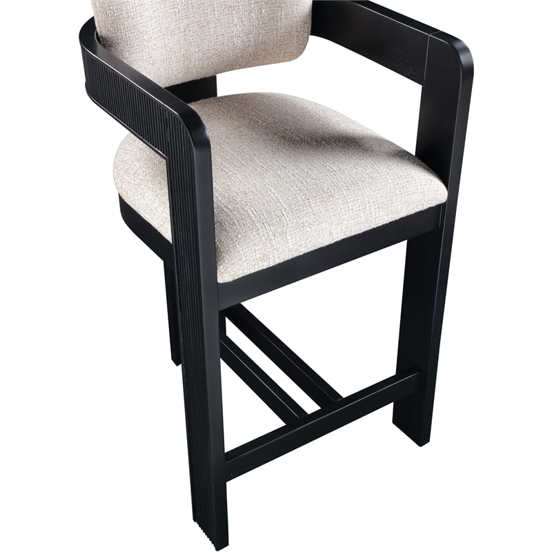 Pemberly Row Contemporary Beige Linen Textured Polyester Fabric Stool