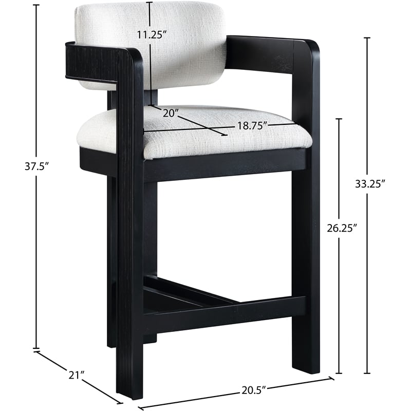 Pemberly Row Contemporary Cream Linen Textured Polyester Fabric Stool