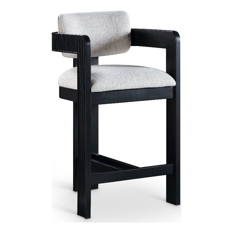 Pemberly Row Contemporary Grey Linen Textured Polyester Fabric Stool