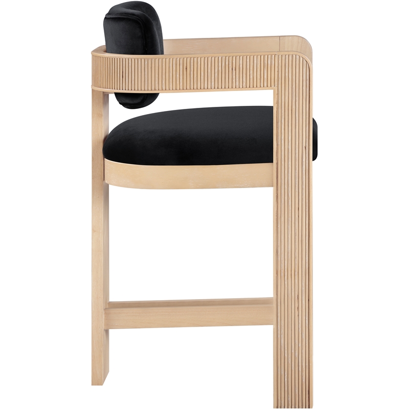 Pemberly Row Contemporary Solid Wood Frame Black Ultra Luxe Velvet Stool