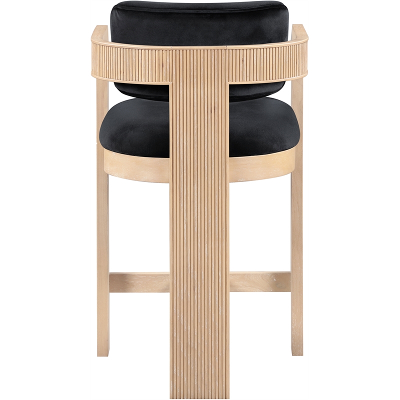 Pemberly Row Contemporary Solid Wood Frame Black Ultra Luxe Velvet Stool