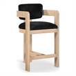 Pemberly Row Contemporary Solid Wood Frame Black Ultra Luxe Velvet Stool