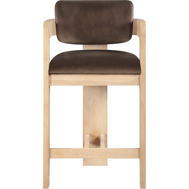 Pemberly Row Contemporary Solid Wood Frame Brown Ultra Luxe Velvet Stool