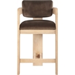 Pemberly Row Contemporary Solid Wood Frame Brown Ultra Luxe Velvet Stool