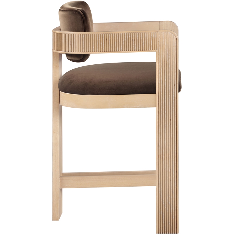 Pemberly Row Contemporary Solid Wood Frame Brown Ultra Luxe Velvet Stool